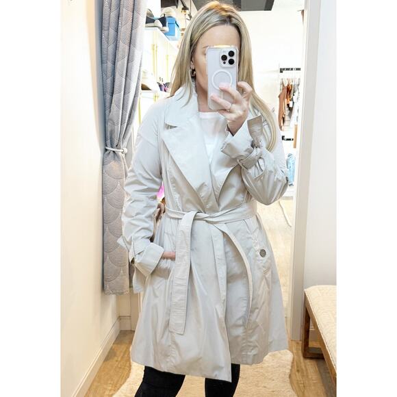 Burberry Open Long Lightweight Belted Trench Coat Rain Jacket Gray 8 - Picture 1 of 13